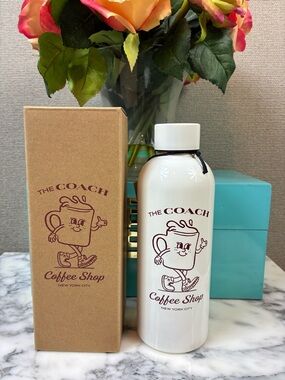 Coach Coffee Shop Stainless Steel Water Bottle - NIB Rare Novelty